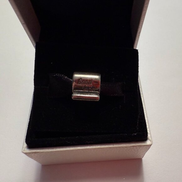 Authentic Pandora Sterling Silver Good Luck Scroll Charm 790514   Retired - Picture 2 of 2